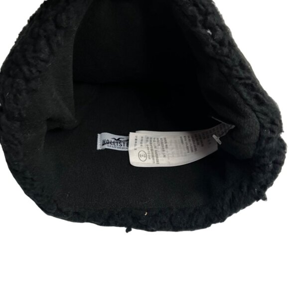 Hollister Hat Womens Black New WOT Ball Top Fleece Fuzzy - Picture 4 of 10